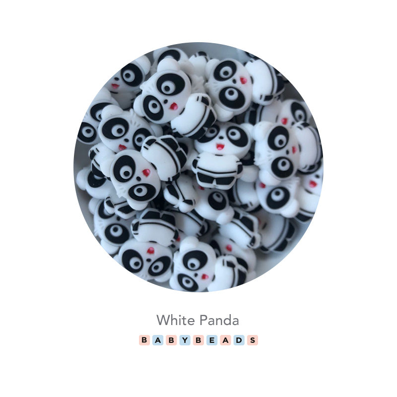 Silicone Beads - White Panda Bead.